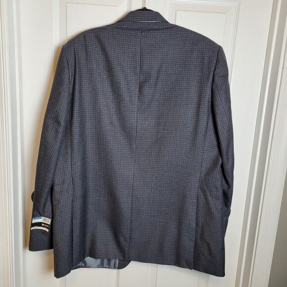 Haggar Blazer Mens 48L Navy Plaid Tailored Sport Coat Jacket Career Business New - Picture 11 of 16